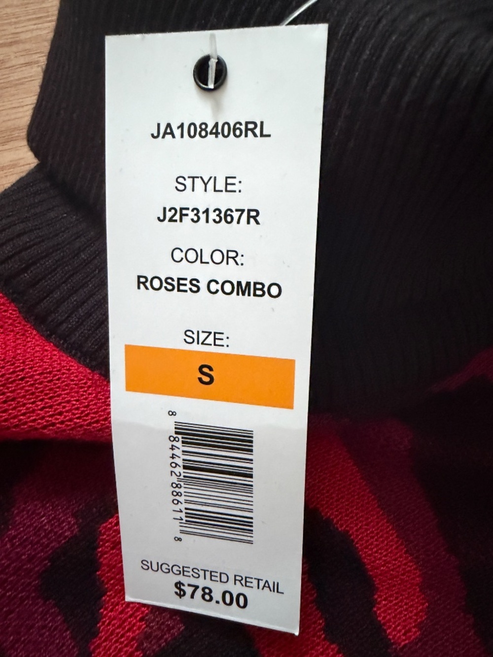 NWT JOSEPH A. Floral Rose Knit Poncho Turtleneck Sweater Sz S Red Black Gold $78 - Picture 7 of 9